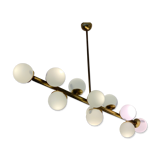 Italian opalglass and brass bubble lamp 1950