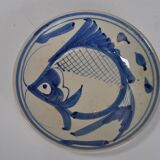 Assiette plat chinois décor carpe bleue
