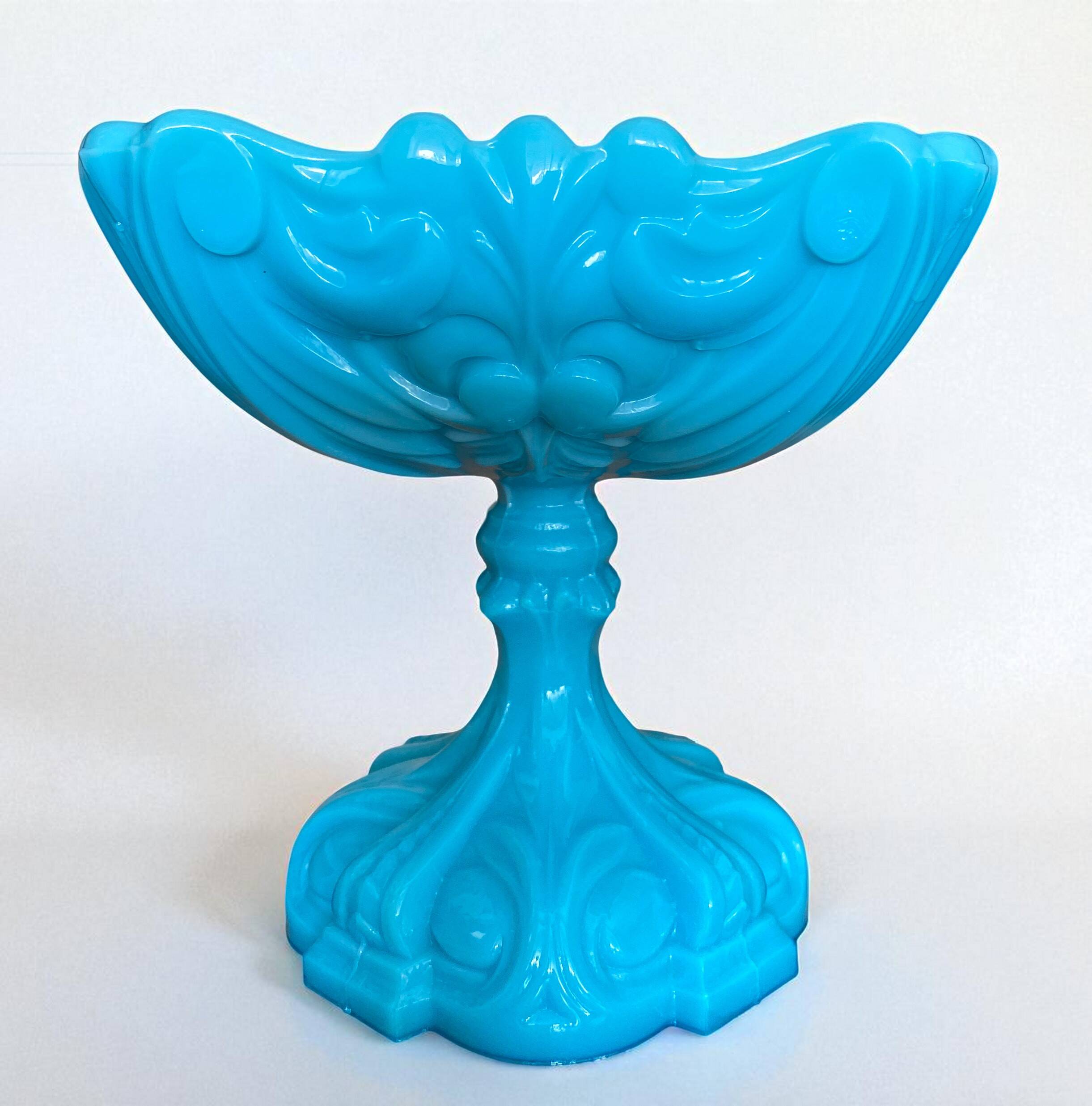Turquoise blue opaline footed bowl from the 1930s/40s