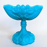 Turquoise blue opaline footed bowl from the 1930s/40s