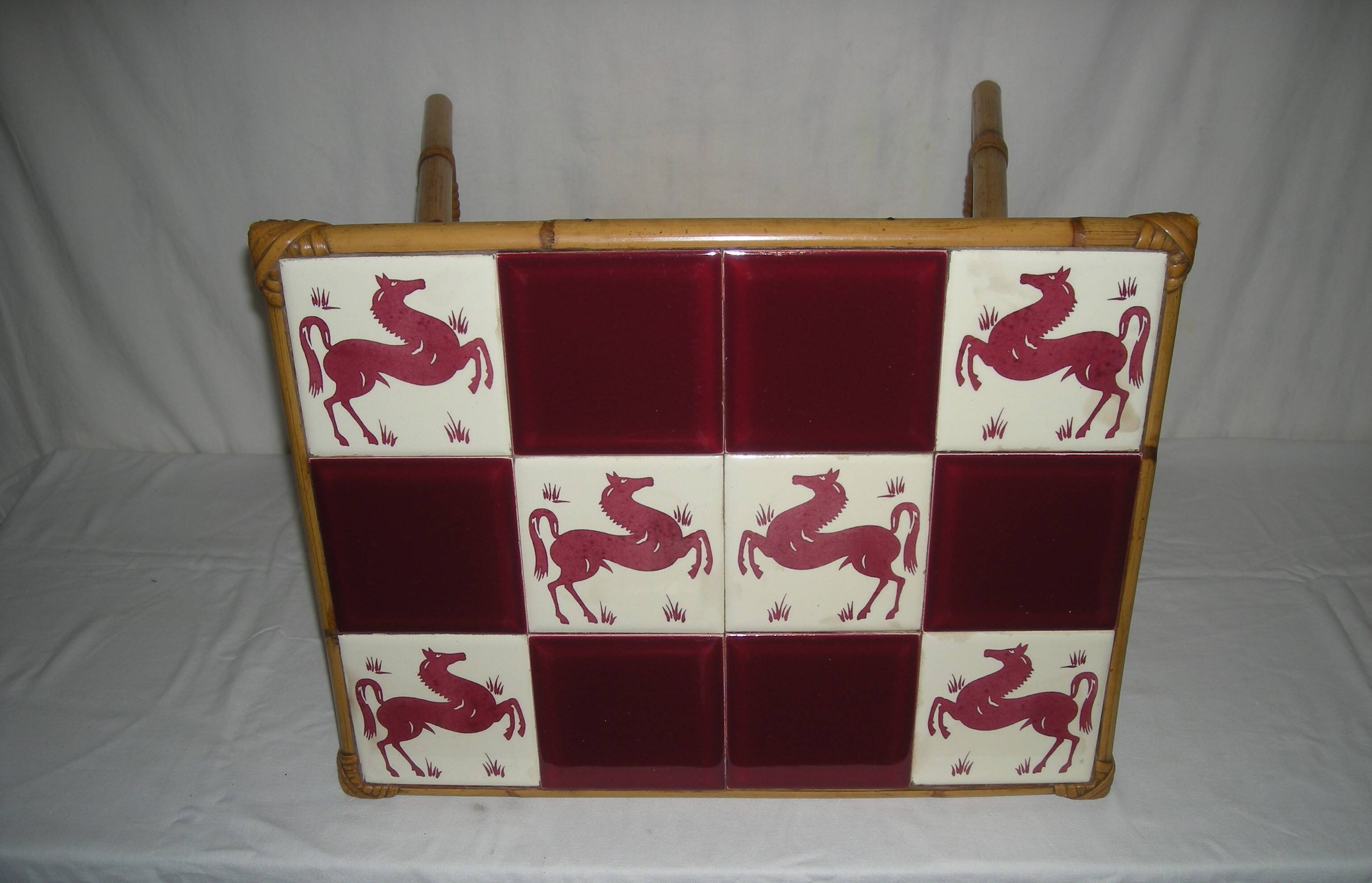 Bamboo-rattan coffee table from the 50s