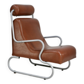 Fauteuil space age, métal et simili-cuir. Circa 1960