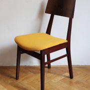 Vintage dining chair from the 1960s, Scandinavian style, wood and fabric.