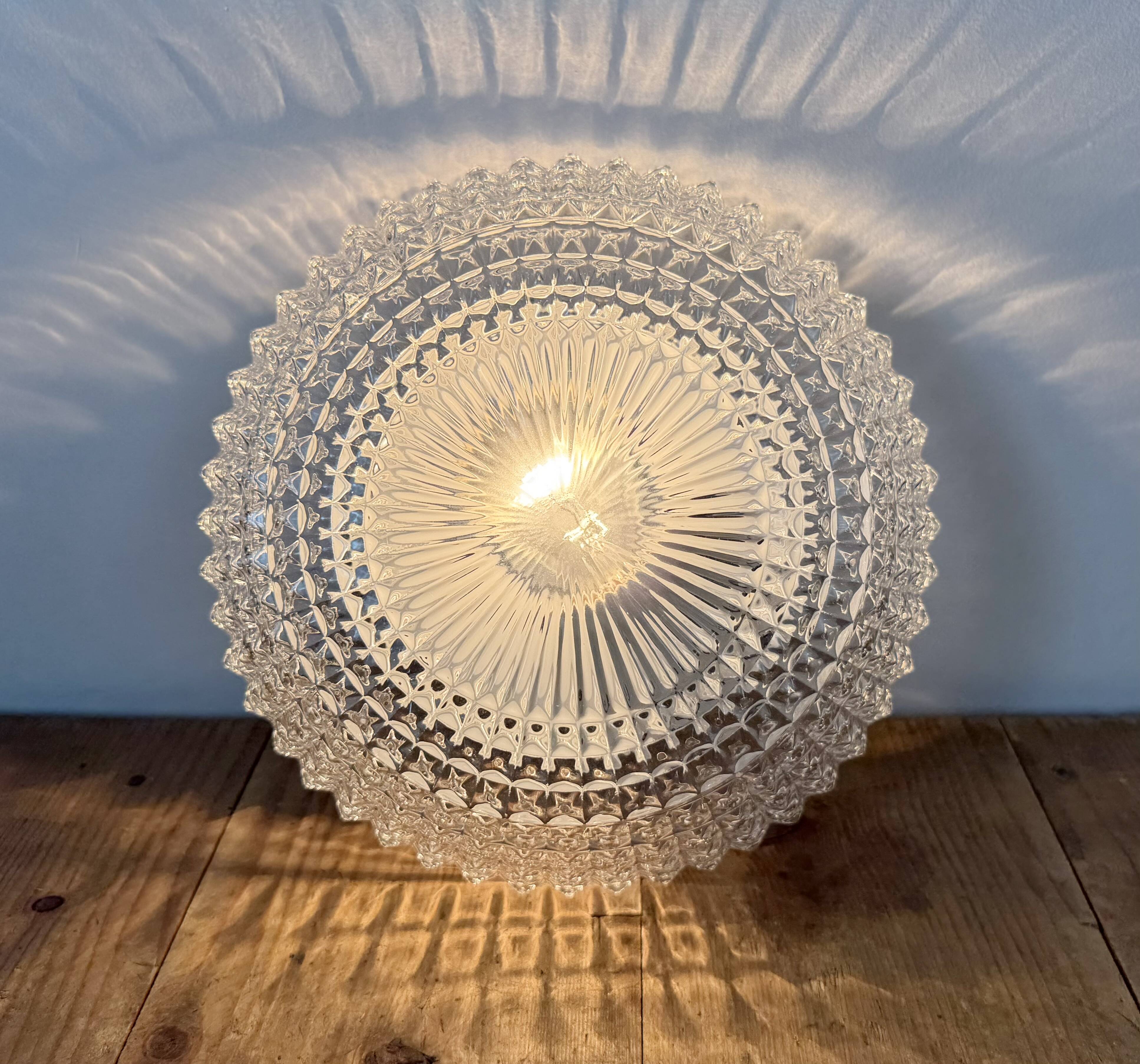 Vintage Glass Wall or Ceiling Light, 1970s