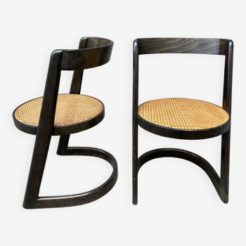 Paire de chaises cannées Halfa de Bauman 1970-1971