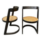 Paire de chaises cannées Halfa de Bauman 1970-1971