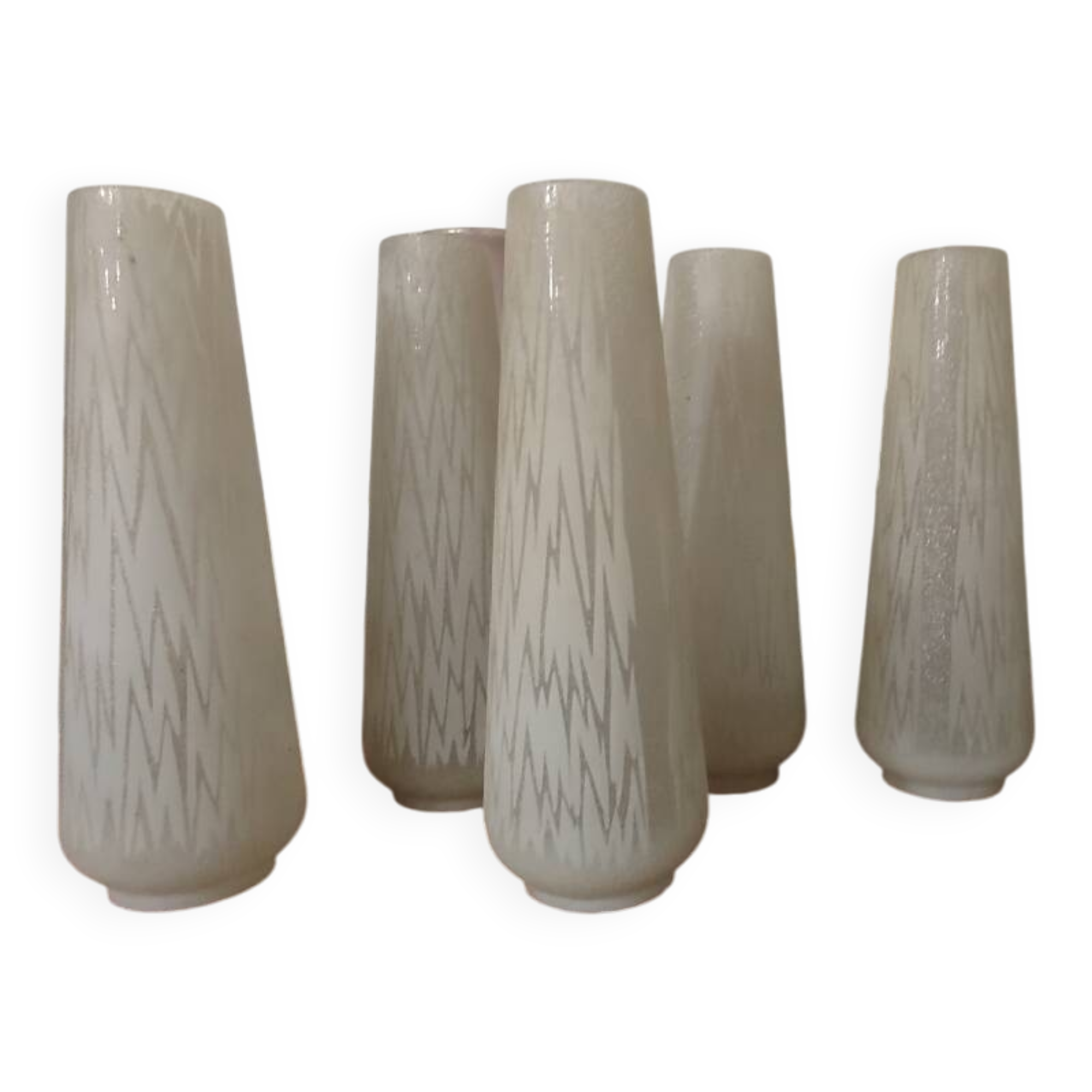 5 tulip-shaped lamps in Art Deco atomic style