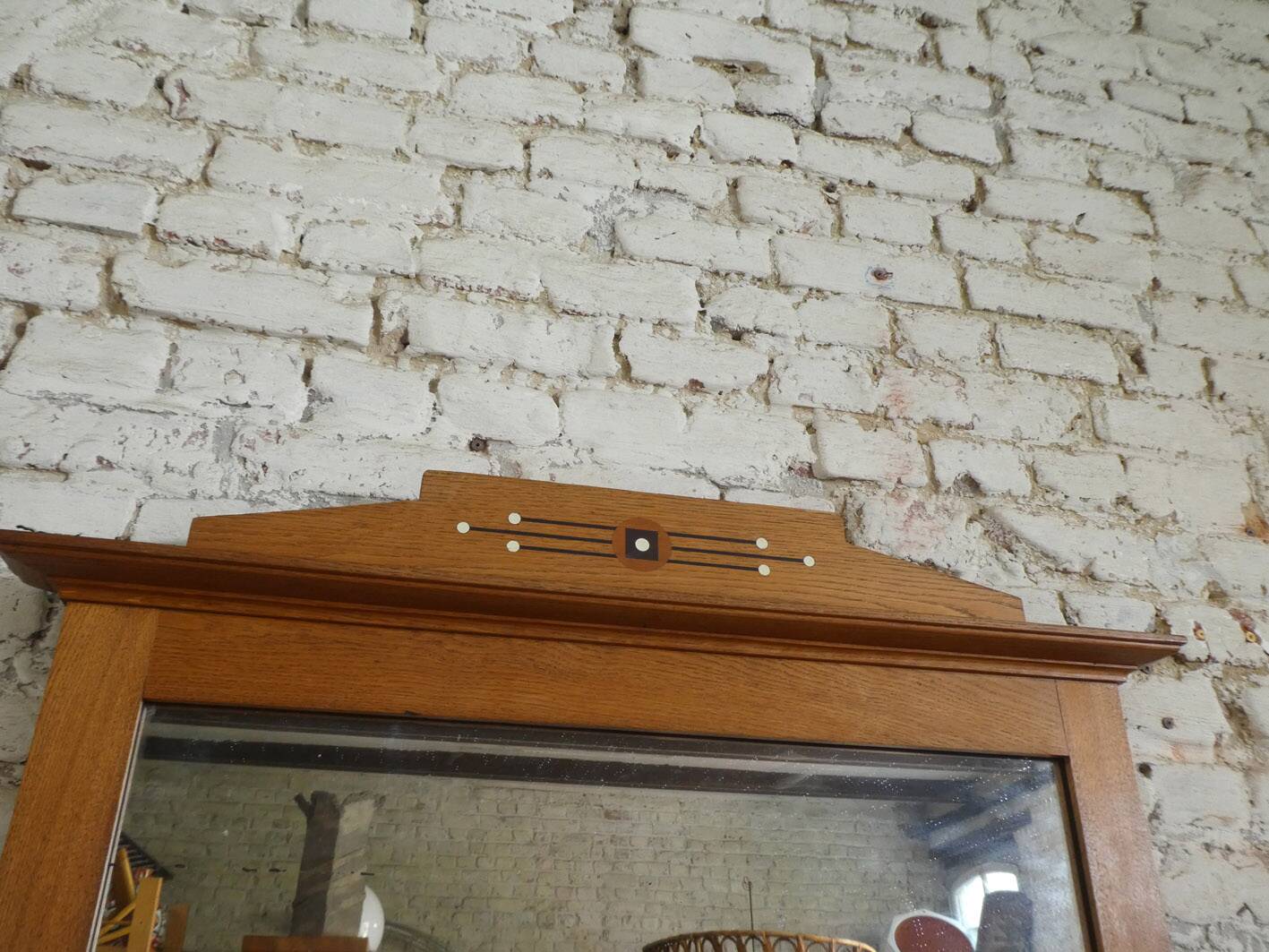 large mirror in oak and marquetry, 1950