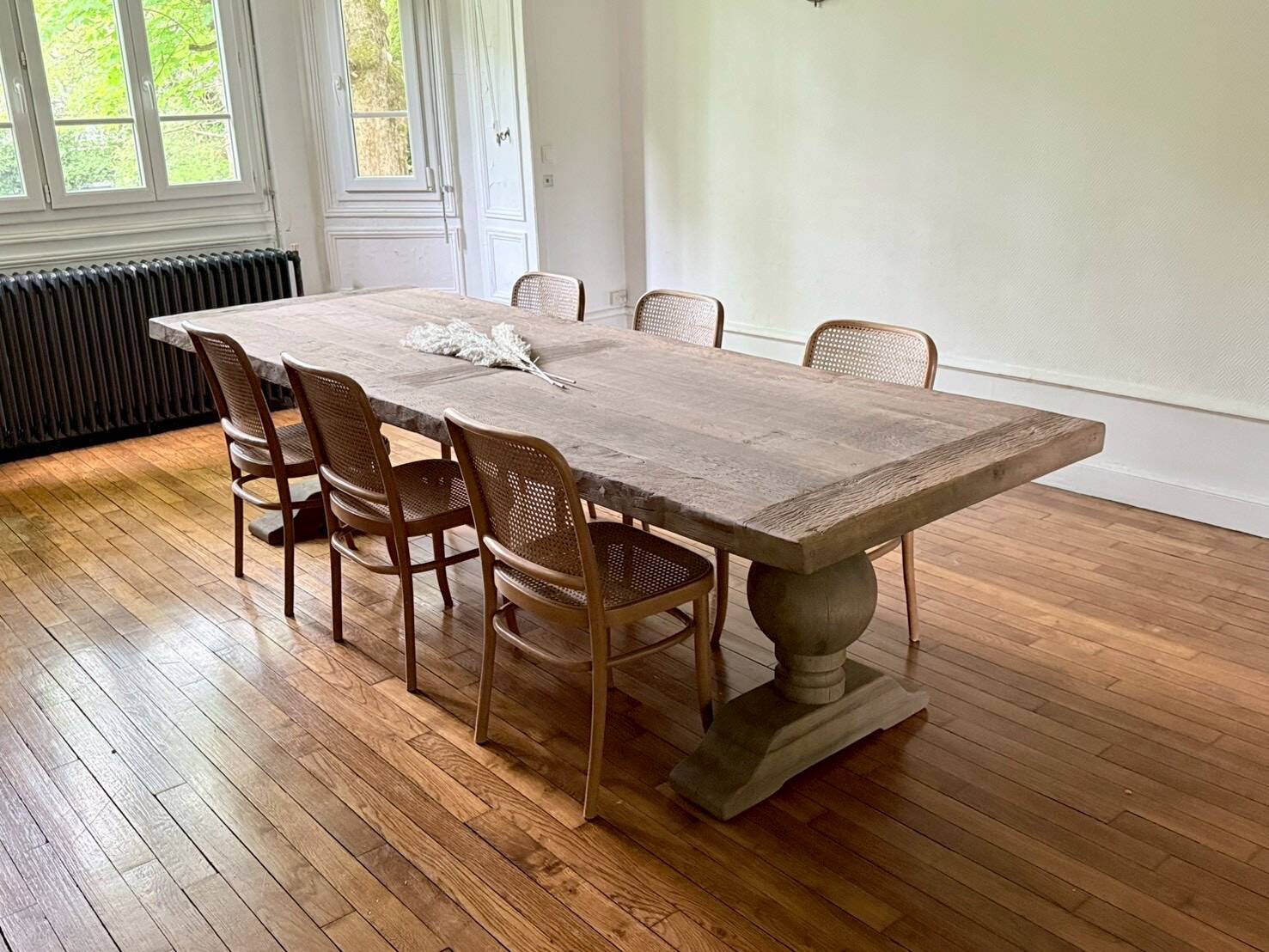Monastery table - sun - in solid old oak - length 375 cm