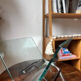 Post-modern Italian magazine rack FIAM glass and metal