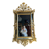 Miroir d’époque Art Nouveau en bois doré à la feuille d’or, fin XIXème