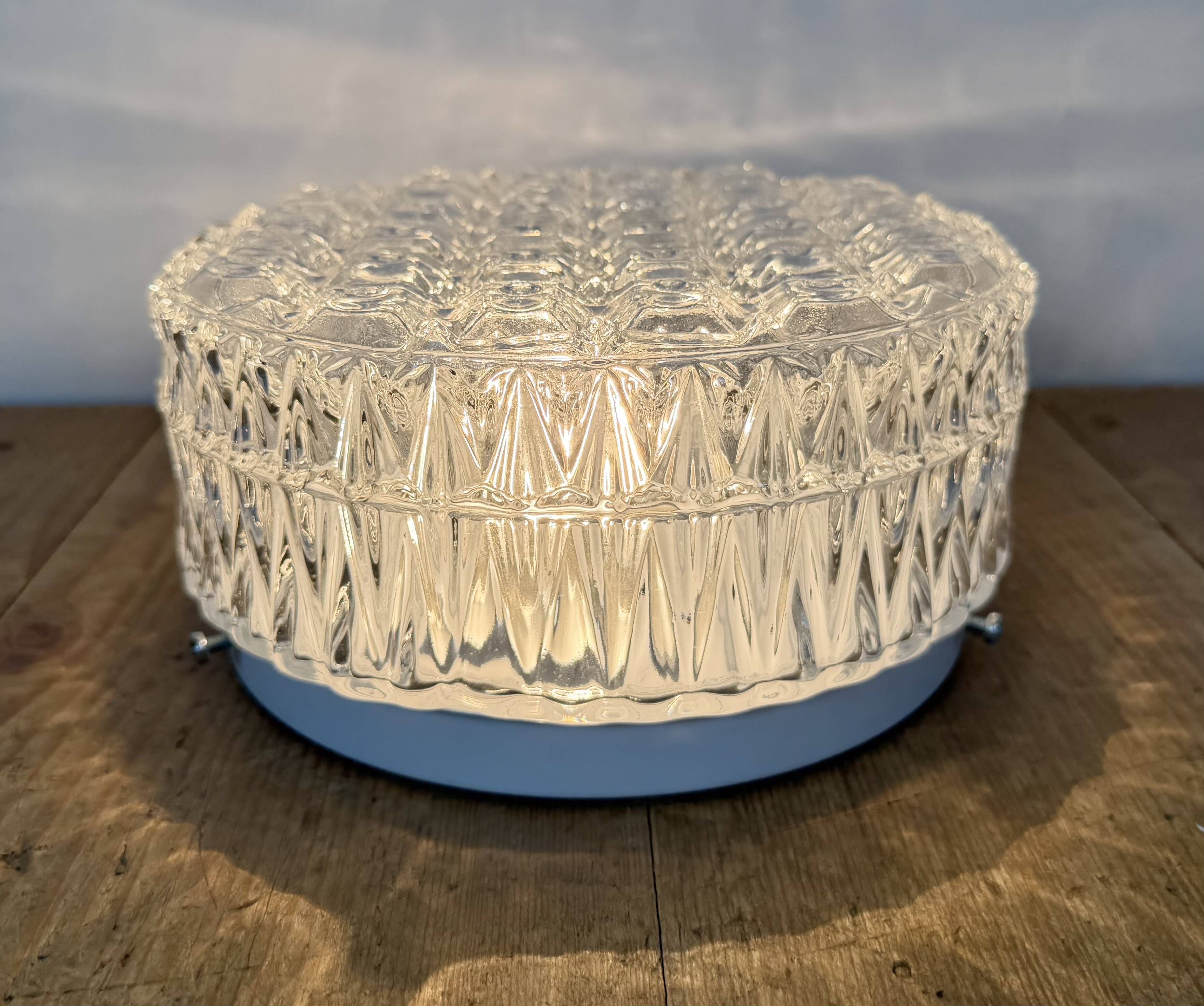 Vintage Glass Wall or Ceiling Light, 1970s