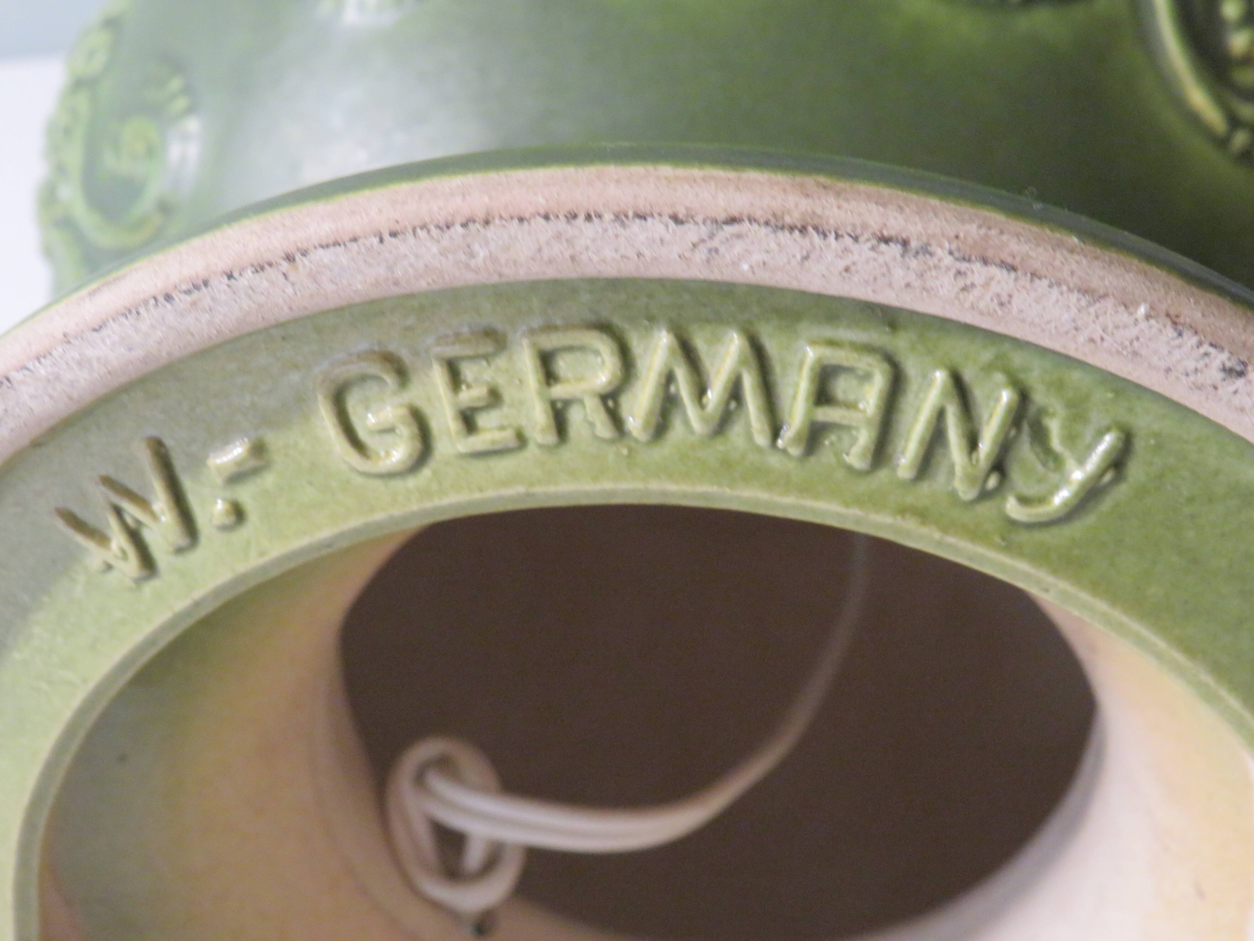 Ceramic table lamp from Bay, West Germany 1960 with handcrafted lampshade