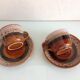 Two cups with saucers decor Hawai des Faienceries de Sarreguemines vintage 60s-70s