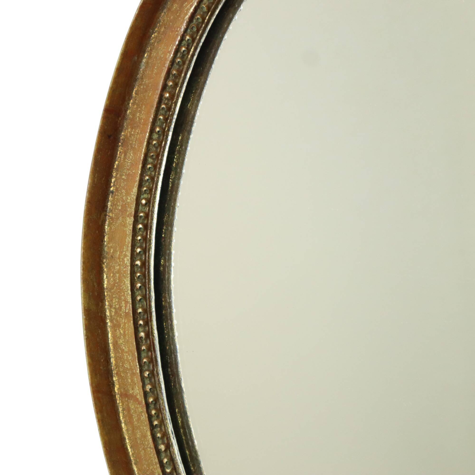 Miroir ovale vintage en résine dorée à la feuille d'or, style années 60. Classique.