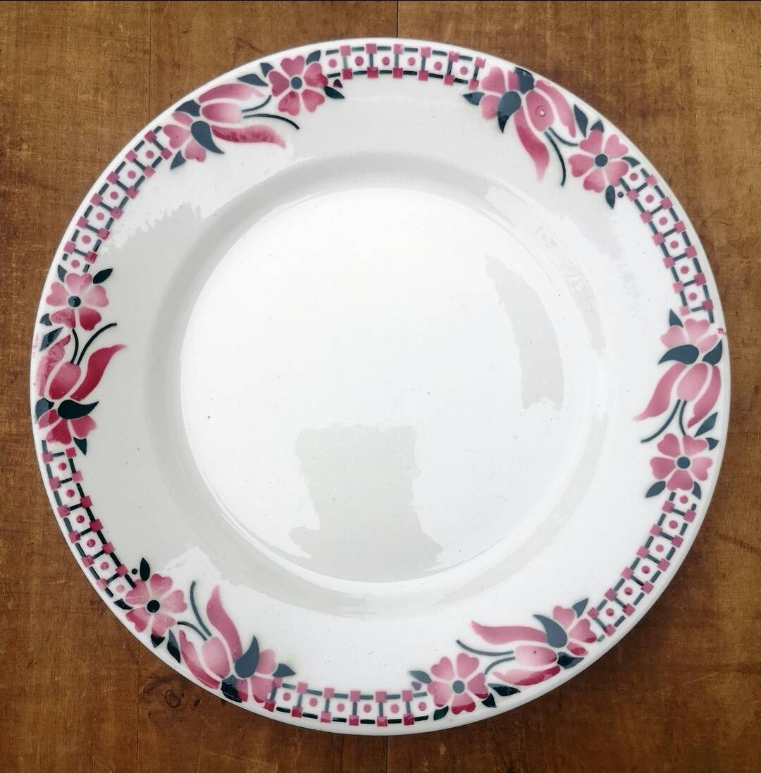 Old flat plates, in earthenware, Céranord St Amand factory