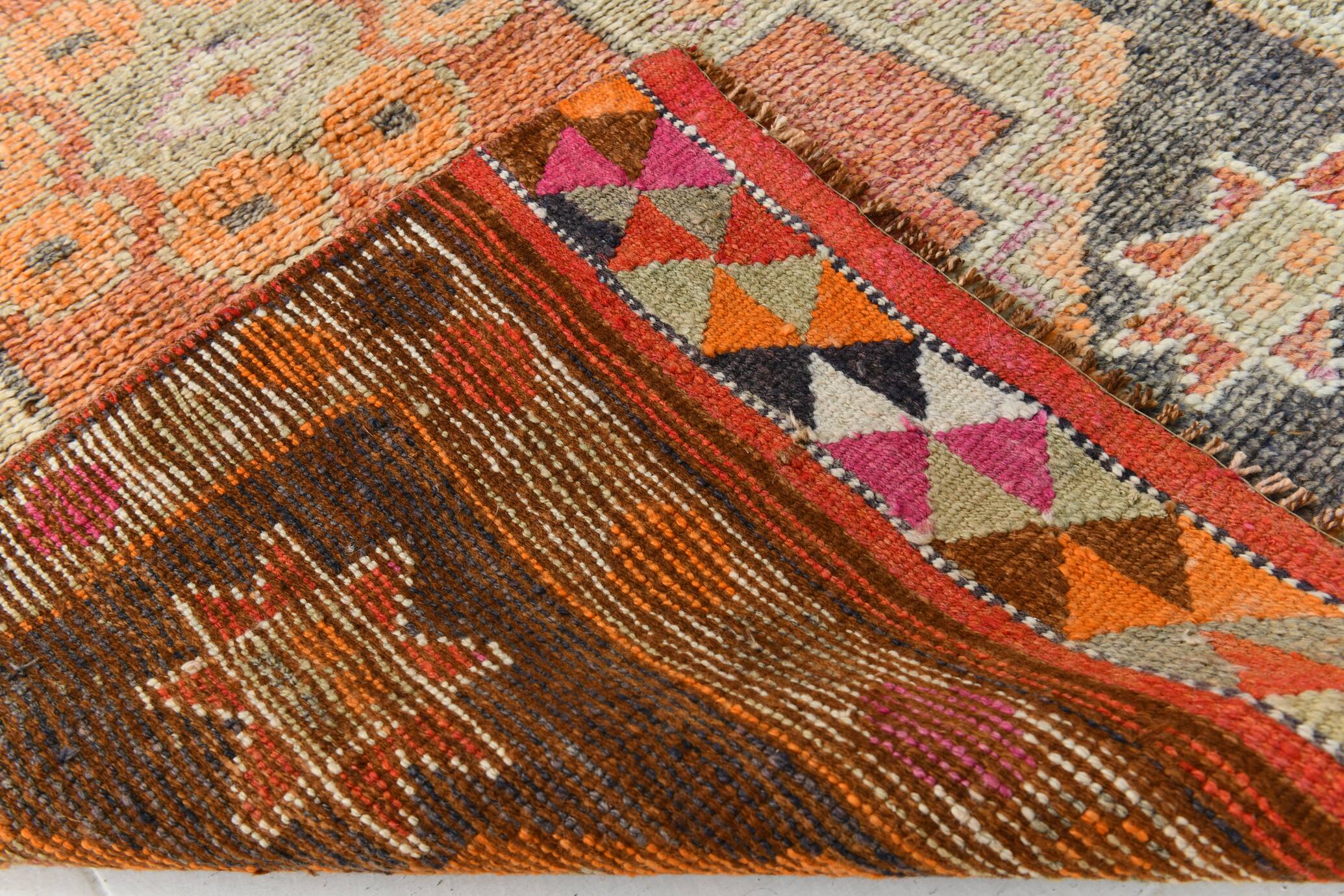 3x11 Turkish Navy Blue & Orange Vintage Runner Rug, 101x339Cm