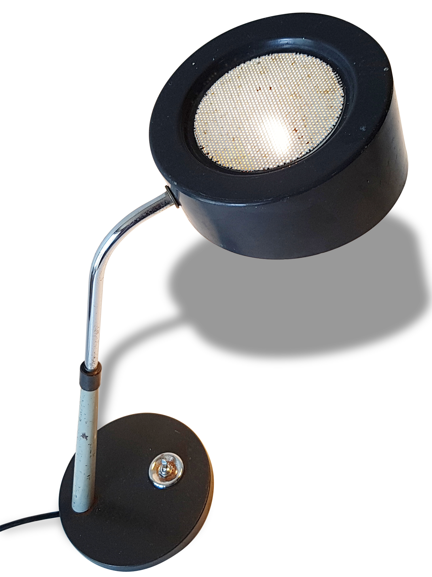 Dark gray desk lamp steel and sheet metal perforated 1950 1960 vintage 50's 60's