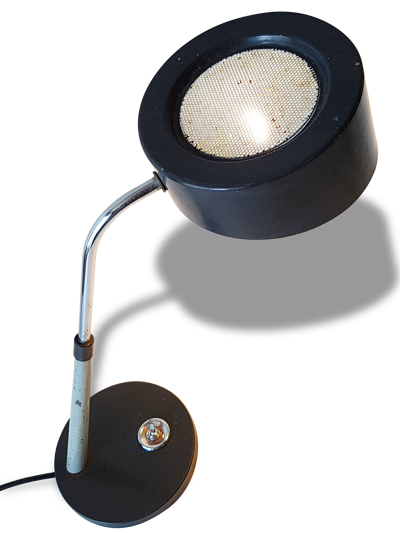 Lampe de bureau gris foncé en tôle et tôle perforée 1950 1960 vintage 50's 60's