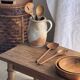 Salad server or flat-ended slotted spatula in teak L30 D9x8