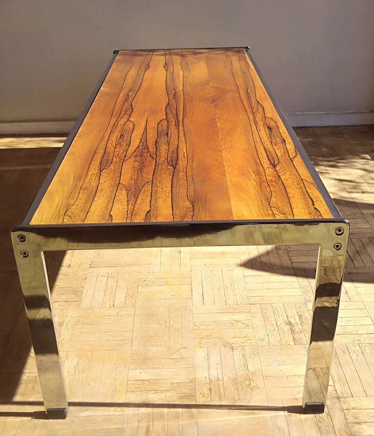 Coffee table in chrome and rosewood metal 1970