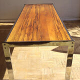 Coffee table in chrome and rosewood metal 1970