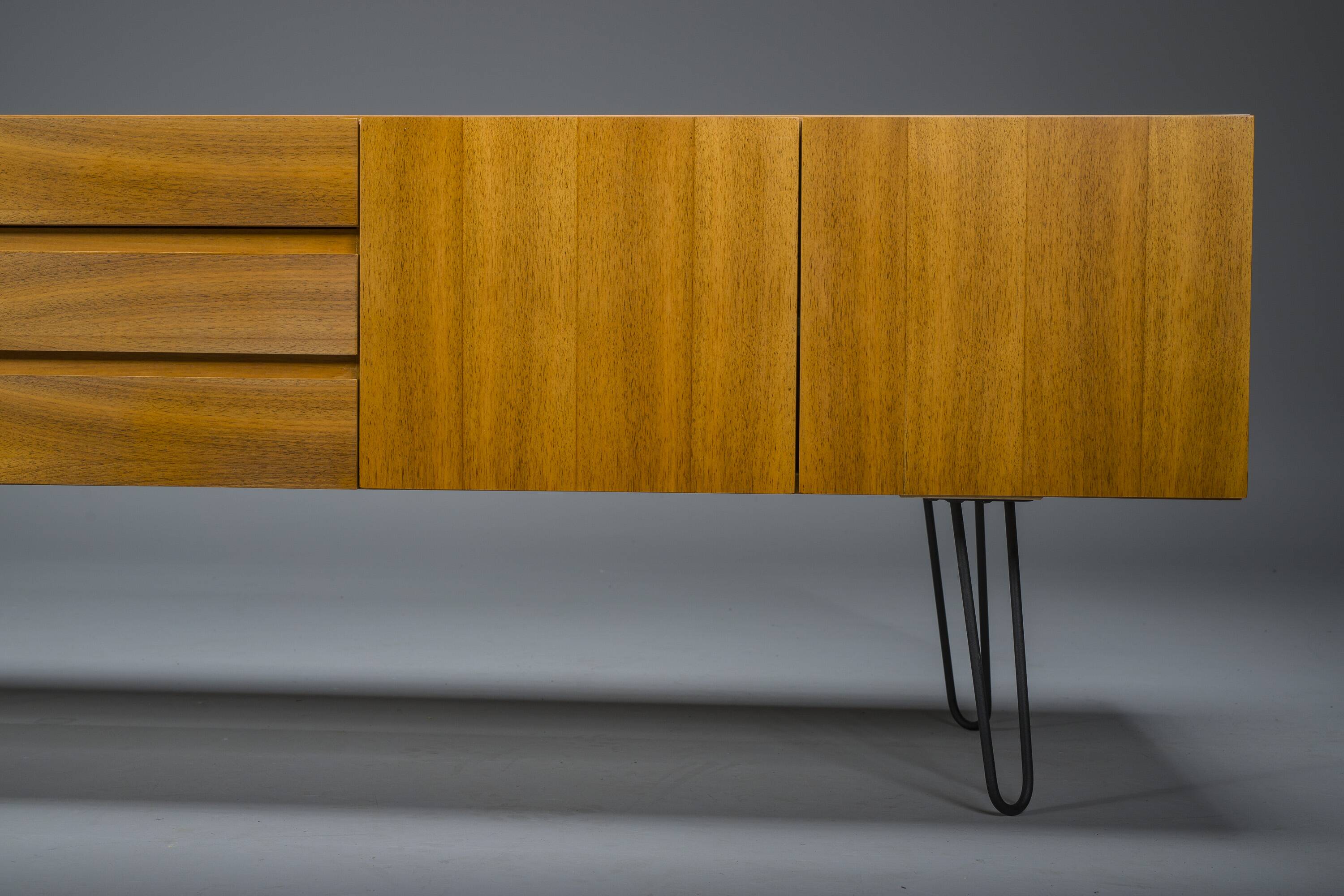 Mid-Century Wall Unit Cabinet and Sideboard in Walunt, 1970s, Set of 2