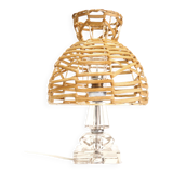 Crystal base lamp and rattan lampshade