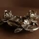 Silver-plated Metal Candlestick with 3 Flower Cups - Vintage Mid-Century Italian Design (1960s)
