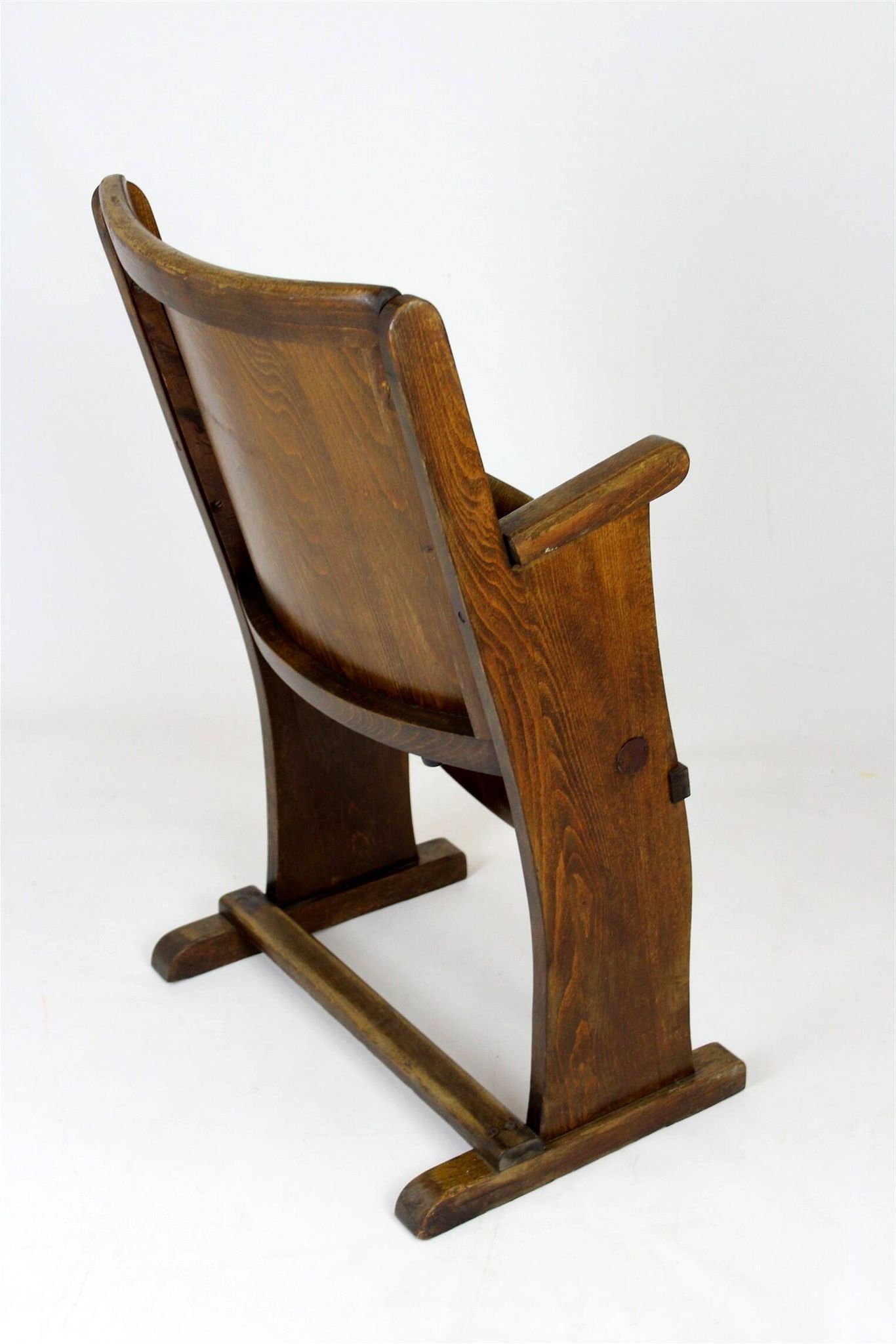 Vintage Cinema Chair TON (Thonet), 1940s Czech, Wooden Theatre Seat