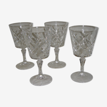 4 transparent crystal glass for wine glasses hand cut