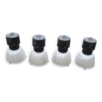 4 old metal workshop pendant lights