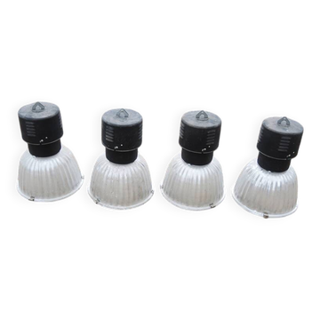 4 old metal workshop pendant lights
