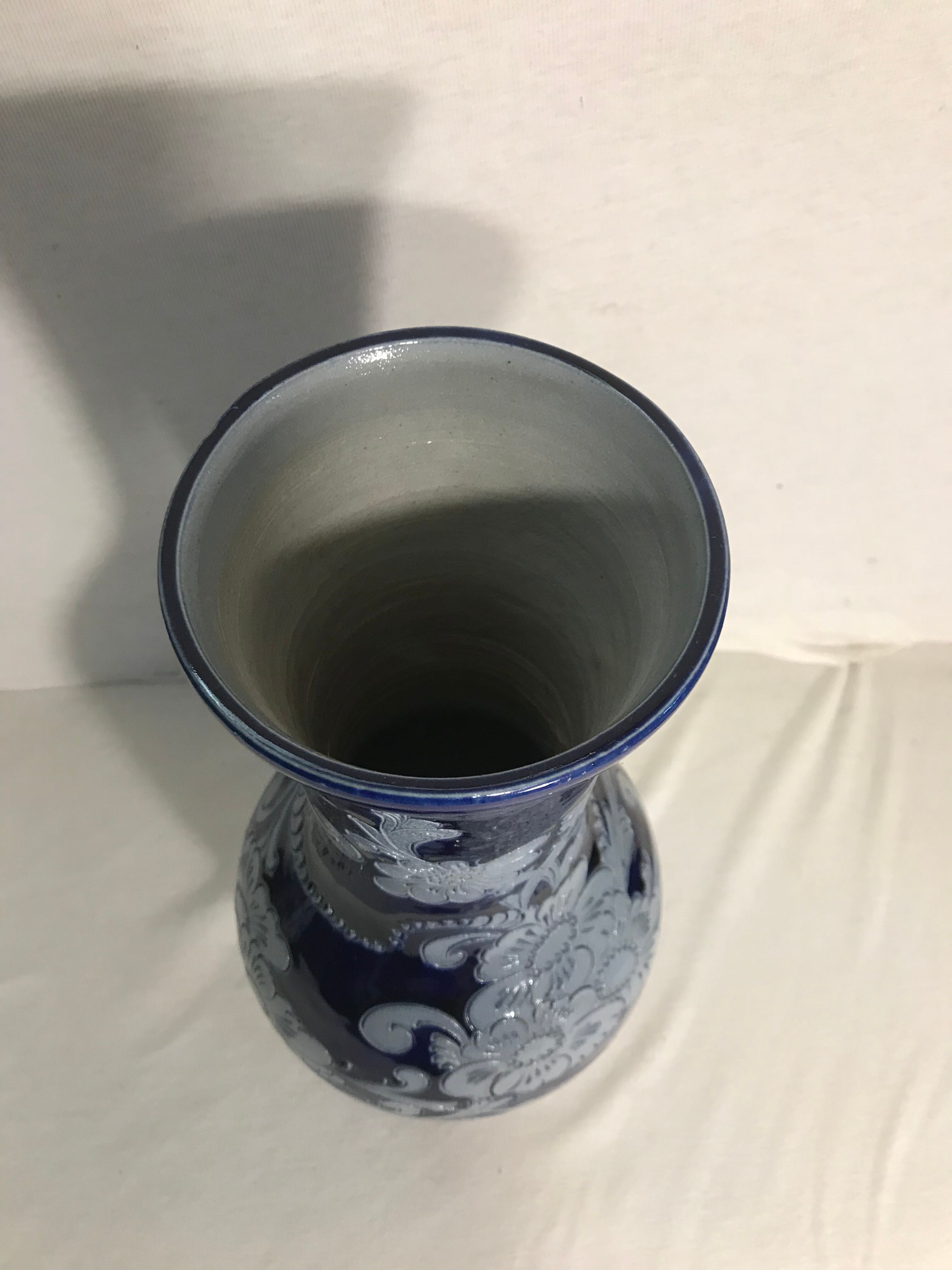Former Alsace Betschdorf  Decoration Vintage blue stoneware Vase