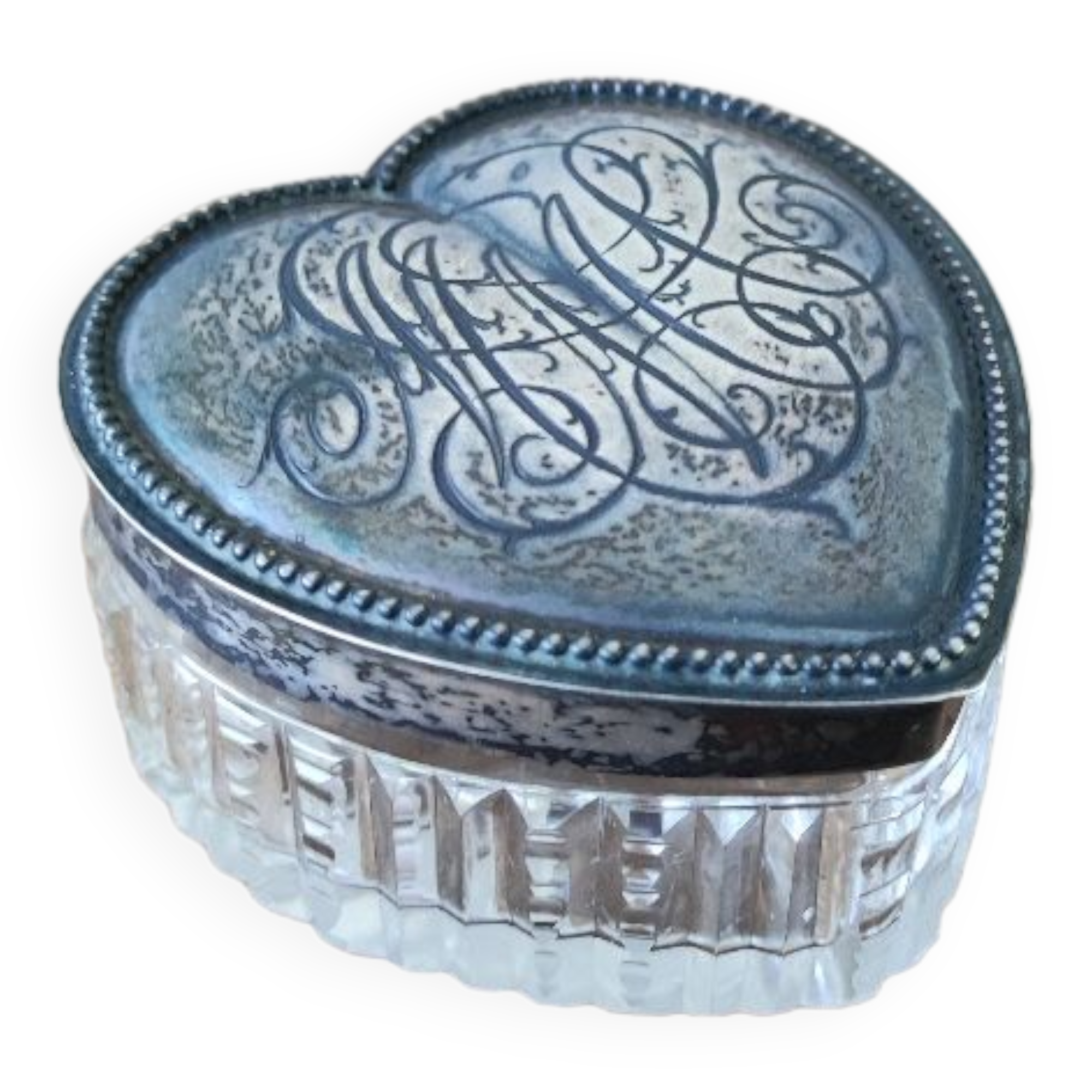 Crystal and silver jewelry box.