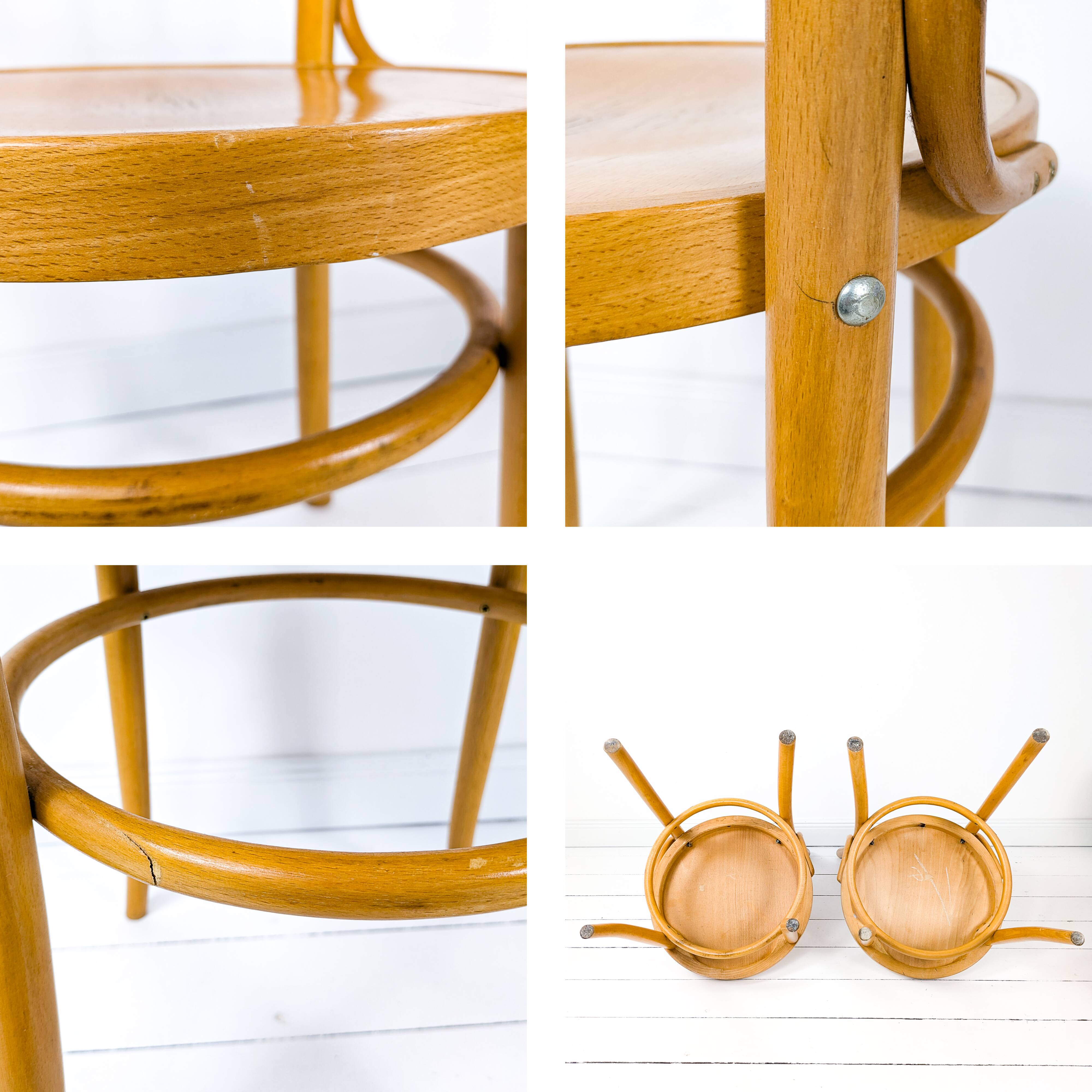 4pcs Vintage Cafe Chair Spacers Chairs Wooden Chair Mid Century Retro Bistro Chair Turned