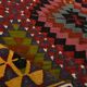 Geometric Pattern Burgundy  Turkish Vintage Kilim Rug, 188x338 Cm