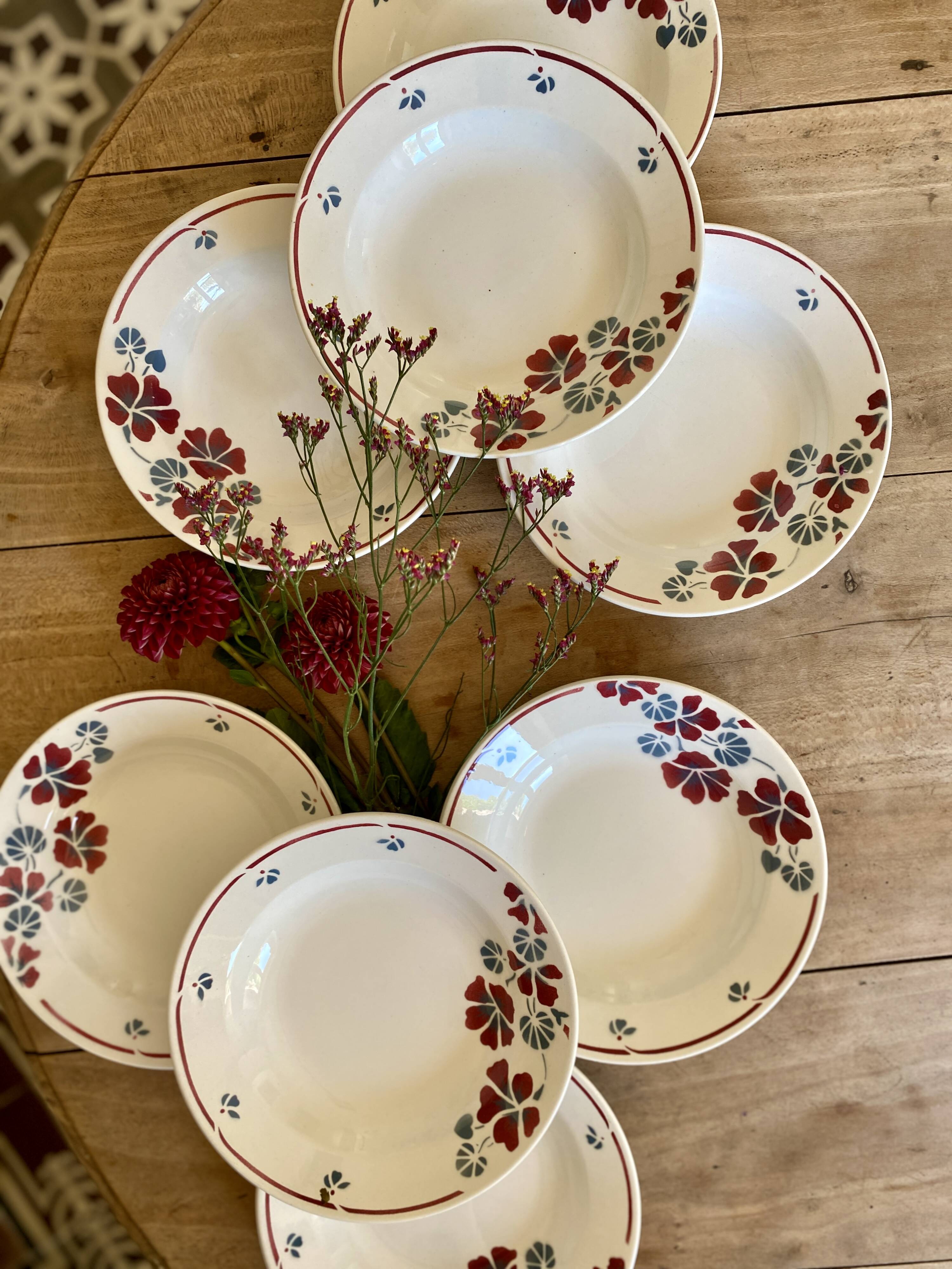 Set of 8 vintage soup plates, Nelly de Salins
