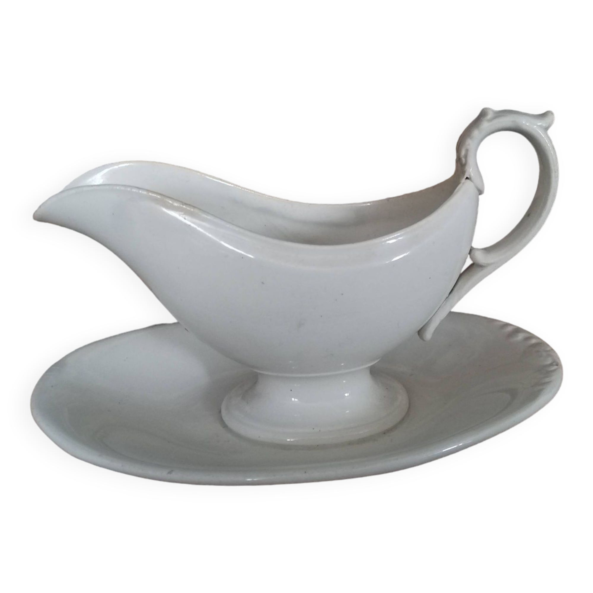 White earthenware gravy boat 19th Creil and Montereau
