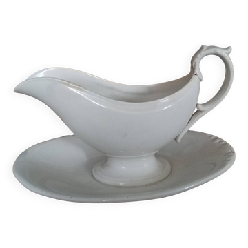 Saucière en faïence blanche 19 ème Creil et Montereau