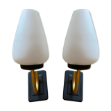 Pair of art deco wall light black and gold - 50s