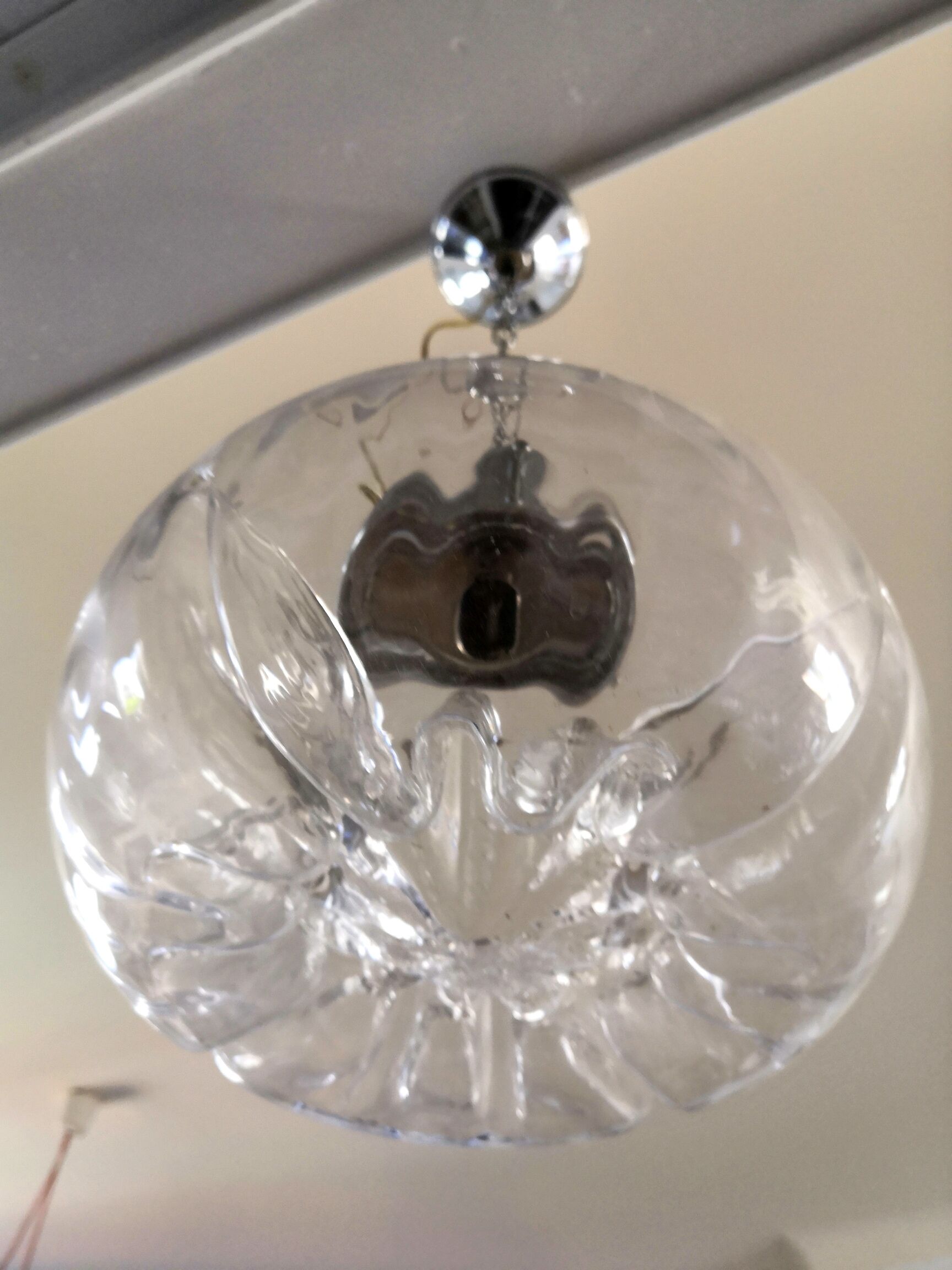 Suspension in pleated glass type Mazzega design 70s