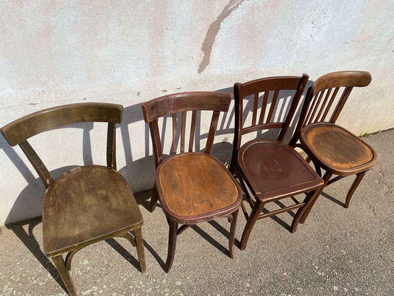 Set of 4 rustic bistro chairs