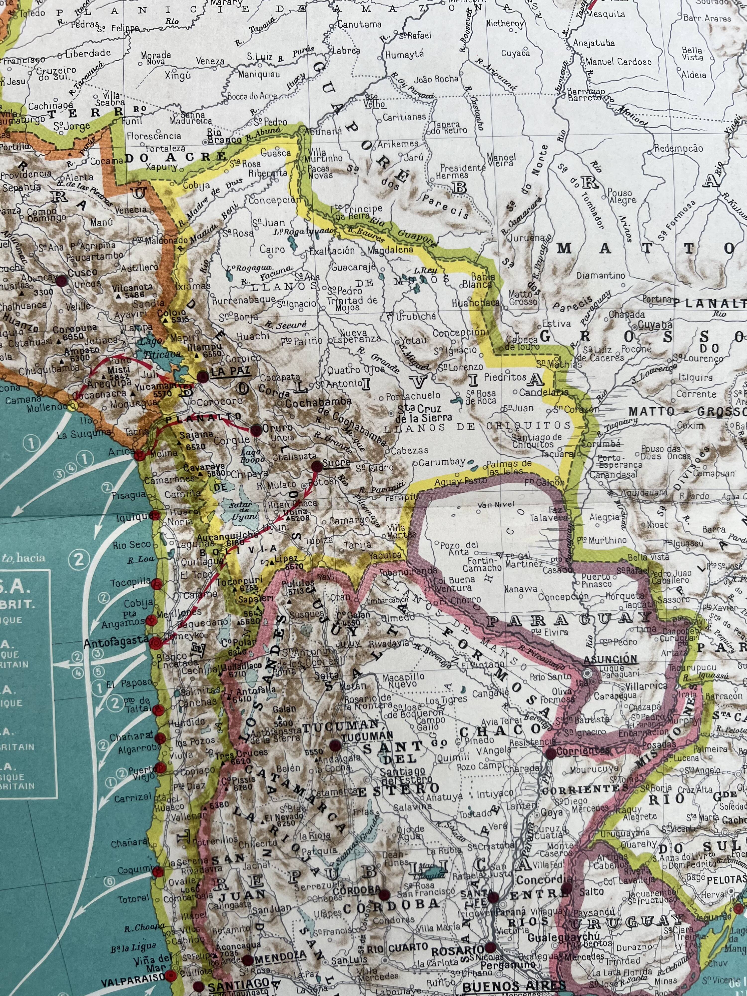 Old map of South America — Trade routes | Brazil, Argentina