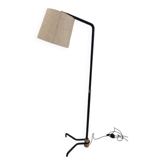 ADNET style LEATHER-COVERED READING LIGHT WITH ITS CUSTOM-MADE LAMPSHADE