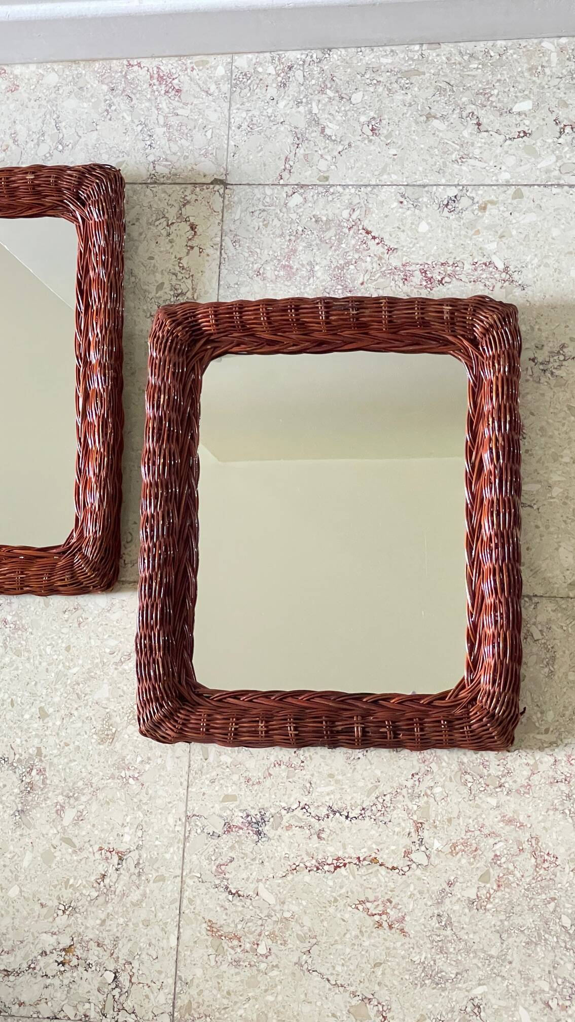 Pair of VINTAGE Rattan MIRRORS