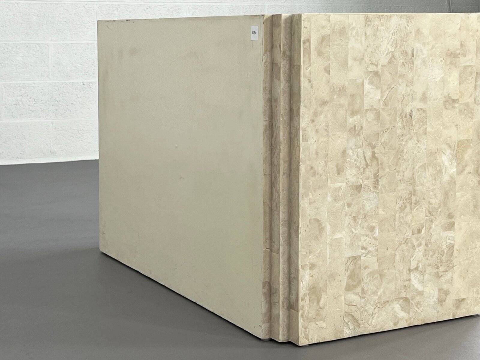 Vintage stone and brass marquetry sideboard, 1980s