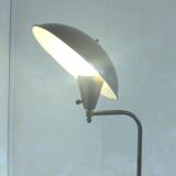 Floor lamp from the 50s in red-brown enameled sheet metal and golden brass -