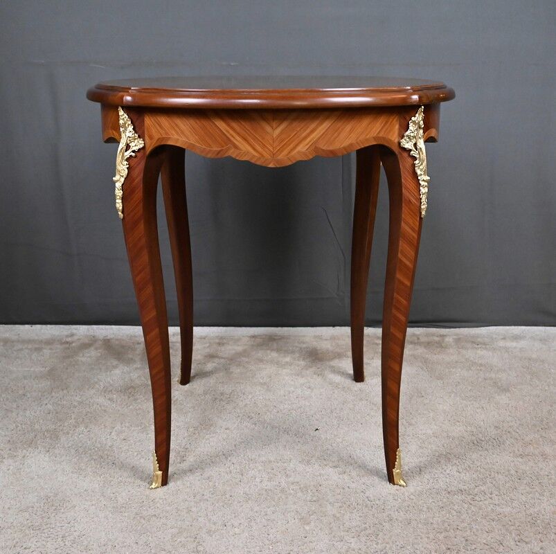 Rosewood marquetry coffee table, Louis XV style – Mid 20th century
