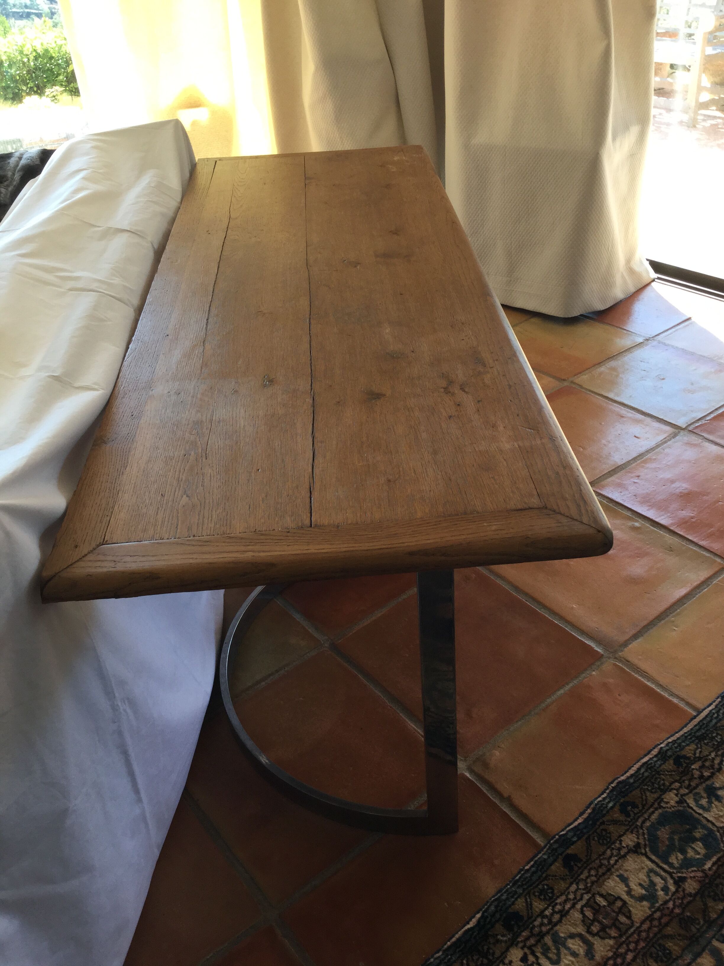 Chrome-plated console of the 70s, light oak top